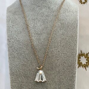 Amway Signed Necklace Featuring A Crystal Bellflower Pendant With Gold Tone